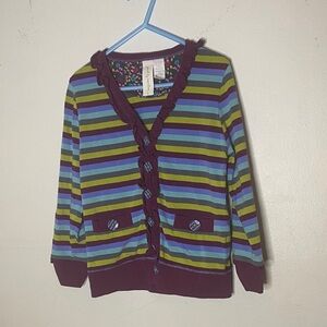 Matilda Jane Colorful Striped Girls  Cotton blend Ruffles Longsleeves Cardigan 6